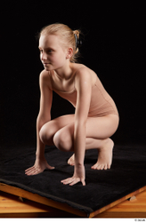 Whole Body Woman White Underwear Slim Kneeling Studio photo references